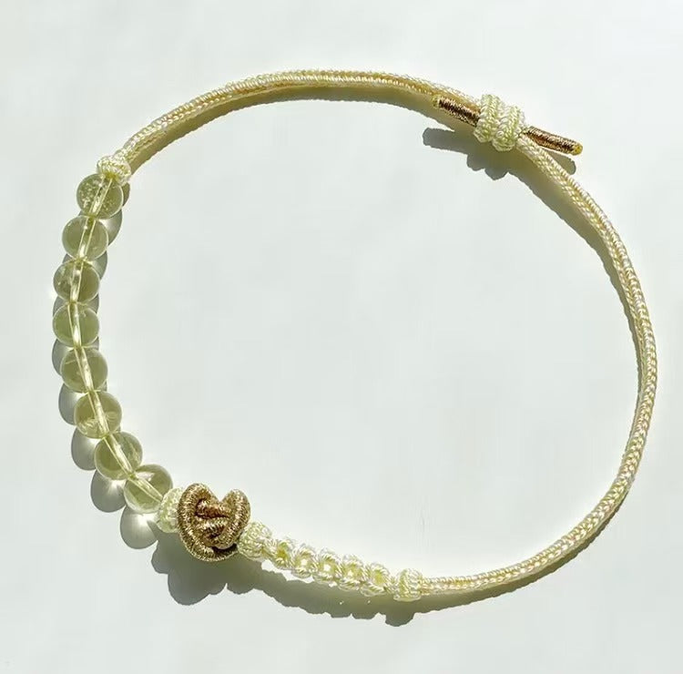 Crystal Guardian Series Citrine Braided Pet Necklace Collar Pendant - Wealth Attraction Prayer Healing