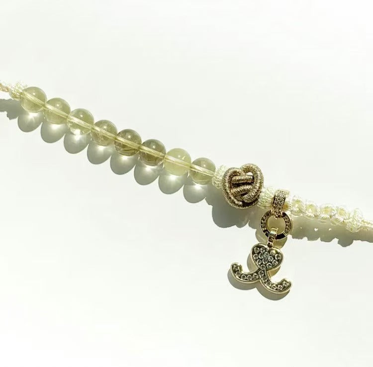 Crystal Guardian Series Citrine Braided Pet Necklace Collar Pendant - Wealth Attraction Prayer Healing