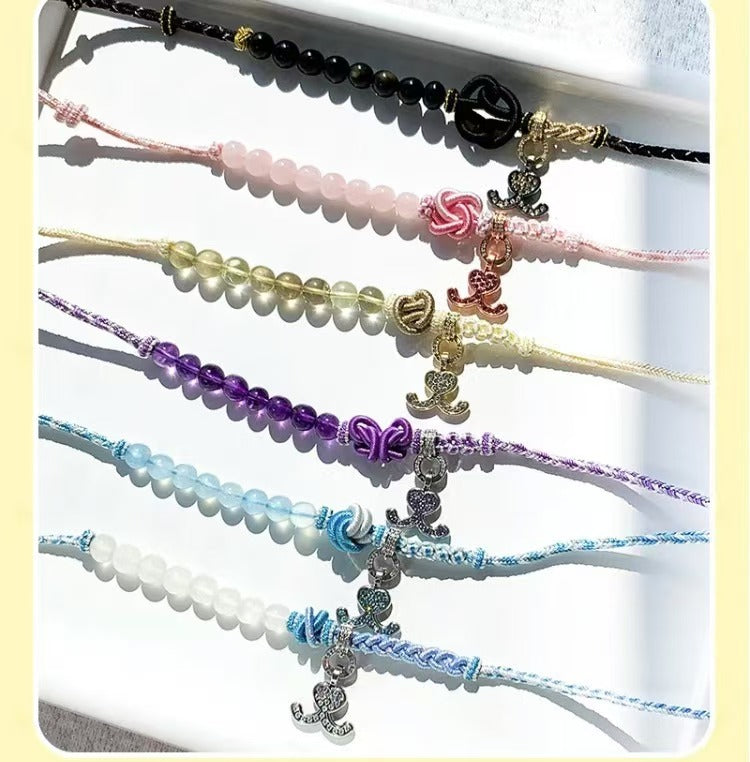 Crystal Guardian Series Citrine Braided Pet Necklace Collar Pendant - Wealth Attraction Prayer Healing