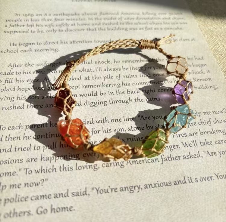 Seven Chakras | Macrame Woven Crystal Bracelet Gift