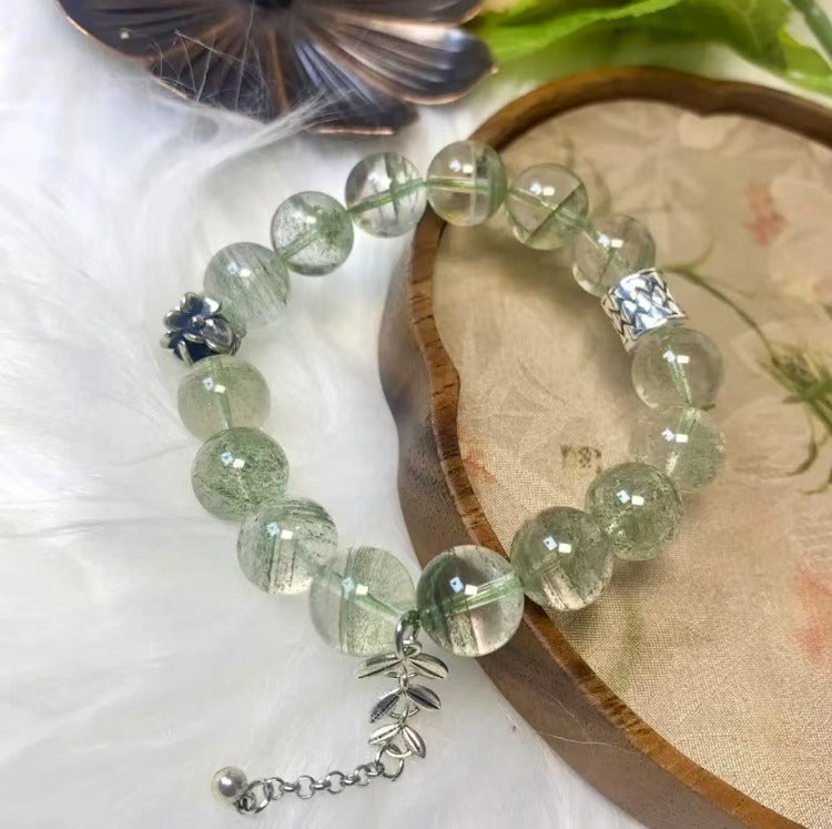 Wizard of Oz Vibes 11mm Tibetan Silver Green Phantom Crystal Bracelet / Little Bird in the Woods