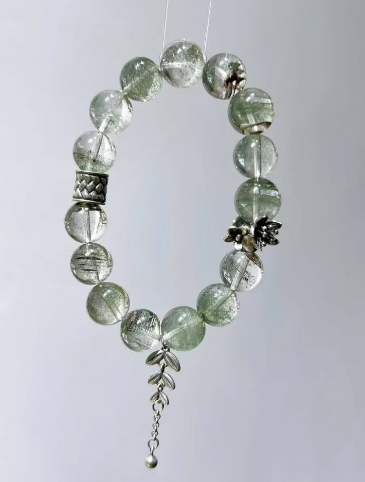 Wizard of Oz Vibes 11mm Tibetan Silver Green Phantom Crystal Bracelet / Little Bird in the Woods