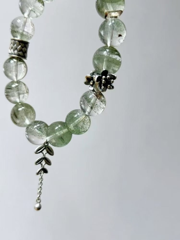 Wizard of Oz Vibes 11mm Tibetan Silver Green Phantom Crystal Bracelet / Little Bird in the Woods