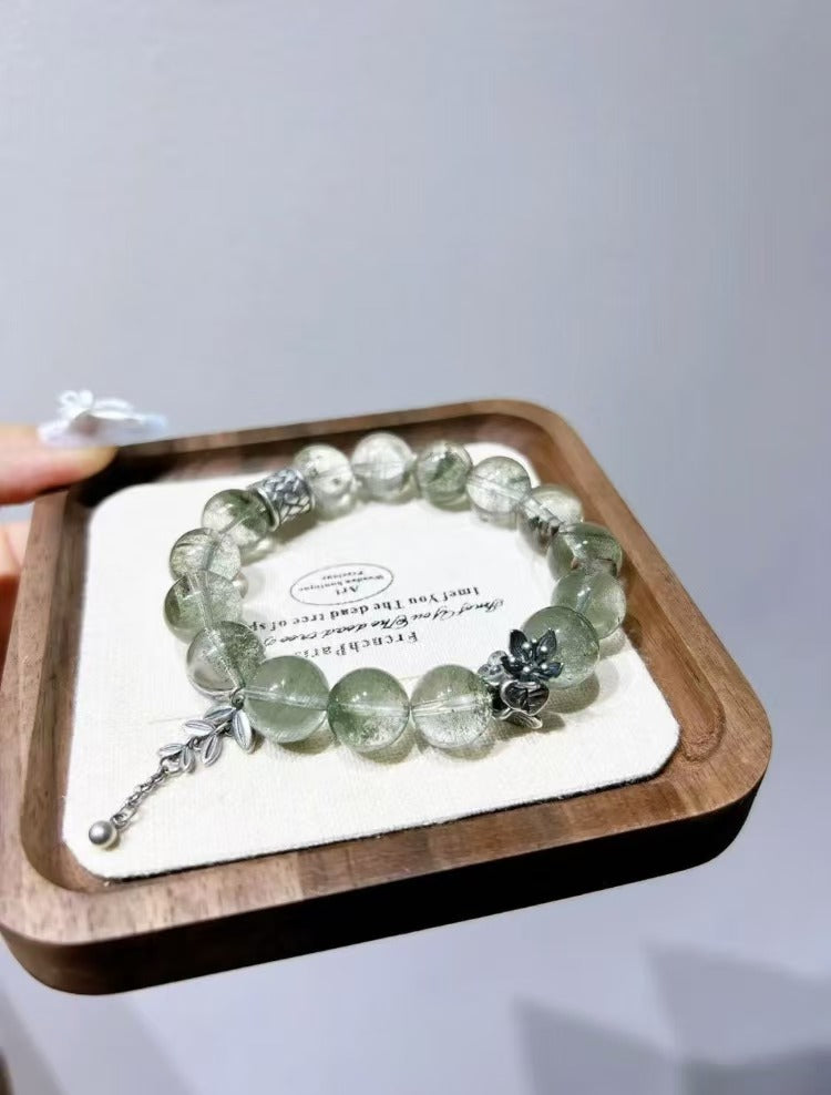 Wizard of Oz Vibes 11mm Tibetan Silver Green Phantom Crystal Bracelet / Little Bird in the Woods