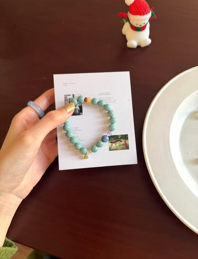 'Yu Mo' Handcrafted Incense Bead Kyanite Amethyst Agate 925 Silver Chinese Style Bracelet